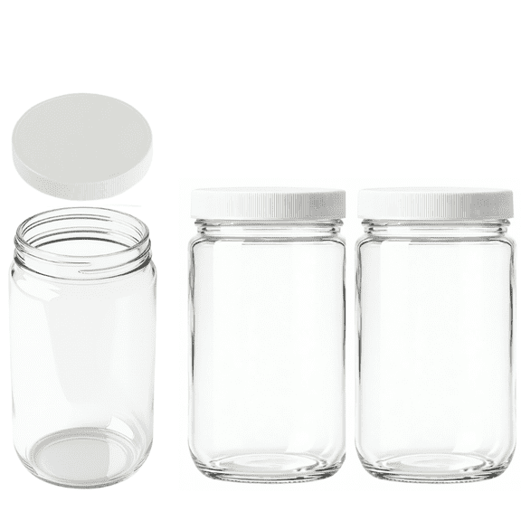 Jarming Collections 32oz Wide Mouth Glass Storage Jars Extra-Wide Opening with BPA-Free Plastic Lids for Easy Filling, Food Storage, Pantry Organization & Canning Storage Made in USA (3 Count)