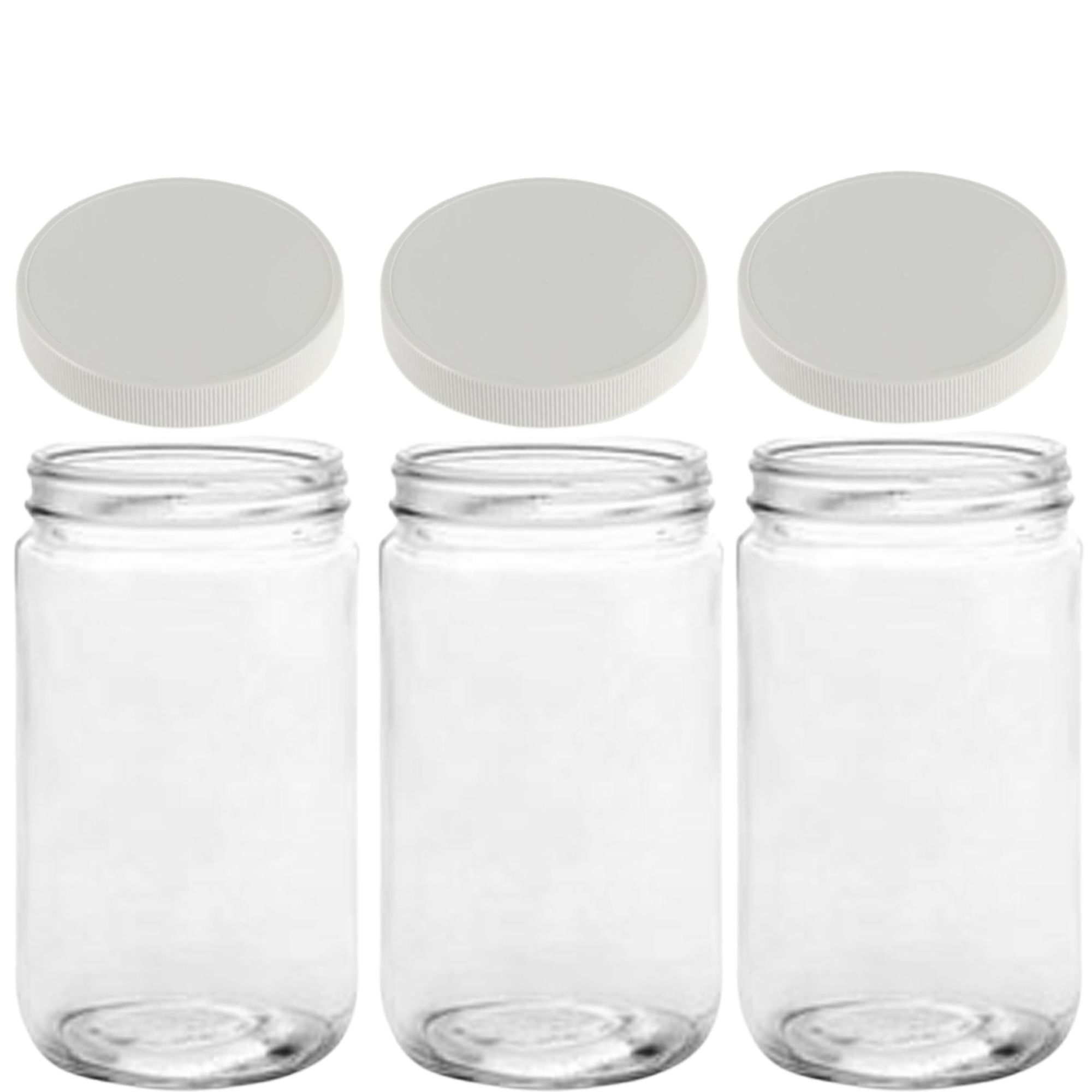 Set of 3 BPA-Free White Glass Storage Jars with Airtight Lids