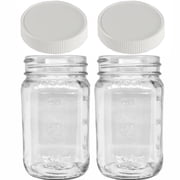 Jarming Collections 16oz Regular Mouth Mason Jars with BPA-Free Plastic Lids   Made in USA