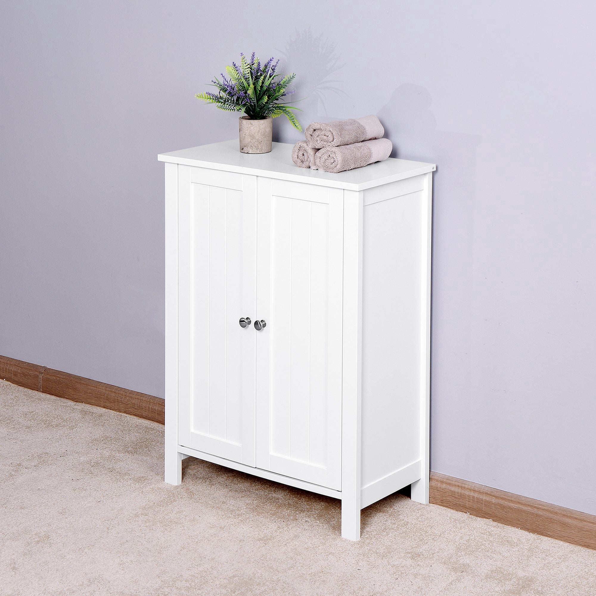 Jaro Bathroom Storage Cabine with Double Door - White