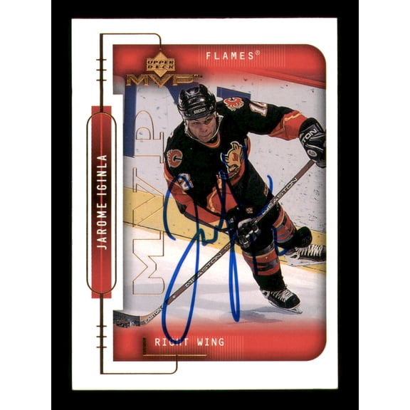 Jarome Iginla Autographed 1999-00 Upper Deck MVP Card #32 Calgary Flames SKU #248119
