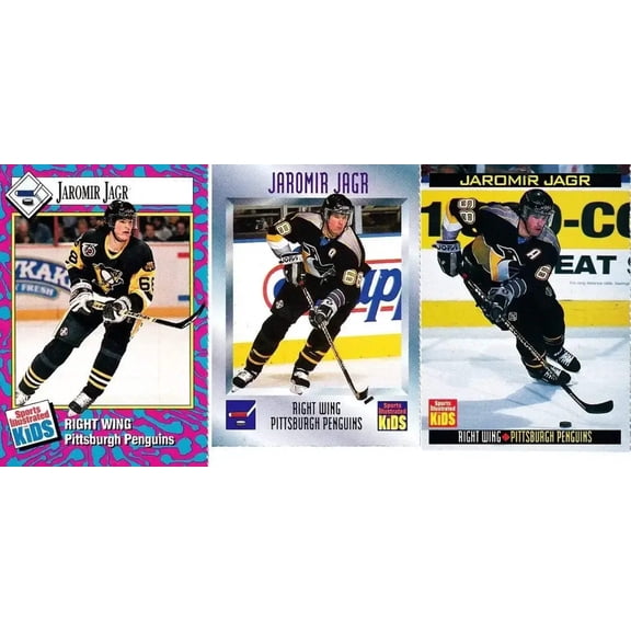 Jaromir Jagr Pittsburgh Penguins 1993 1996 and 1999 Sports Illustrated for Kids cards
