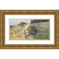 thumbnail image 1 of Jaroslav Věšín 18x11 Gold Ornate Wood Frame and Double Matted Museum Art Print Titled - A Hunter Taking Refreshment (1892), 1 of 4