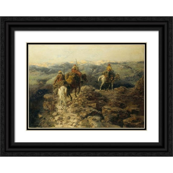 Jaroslav Věšín 24x18 Black Ornate Framed Double Matted Museum Art Print Titled: Smugglers (1899)