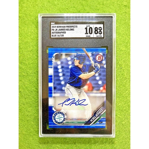 Jarred Kelenic AUTO BLUE #/150 ROOKIE CARD AUTOGRAPH 10 SGC 8 RC 2019 Bowman SP