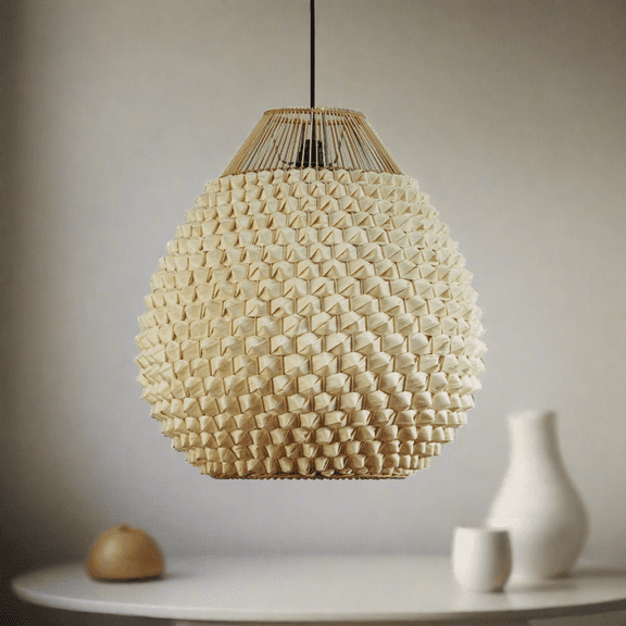 Jarri Lights Pineapple Shaped Palm Leaves Lampshade, Handcrafted Pendant Lamps, Hanging Ceiling Lights