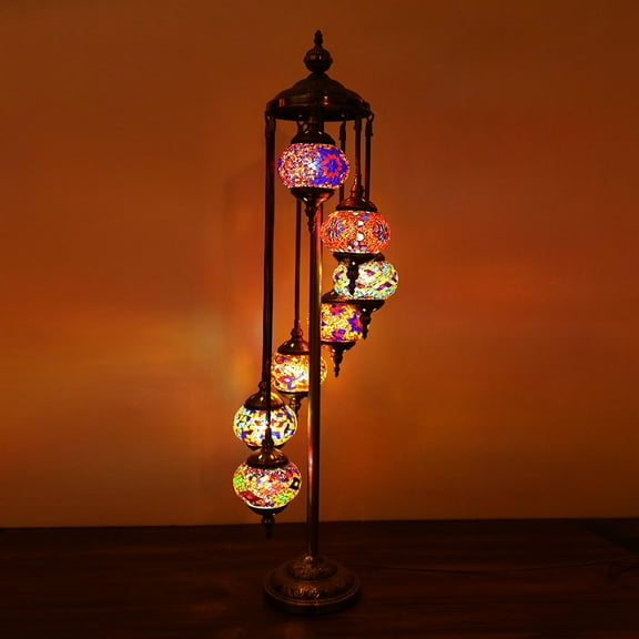 Jarri Lights Turkish Moroccan Style Floor Lamp with 7 Globes - Turkish Moroccan Design