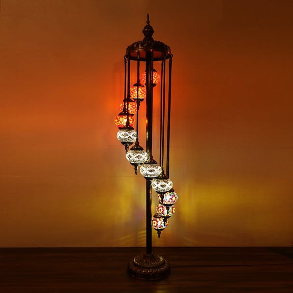 Jarri Lights Turkish Mosaic Floor Lamp 11 Large Globes - Turkish Moroccan Design