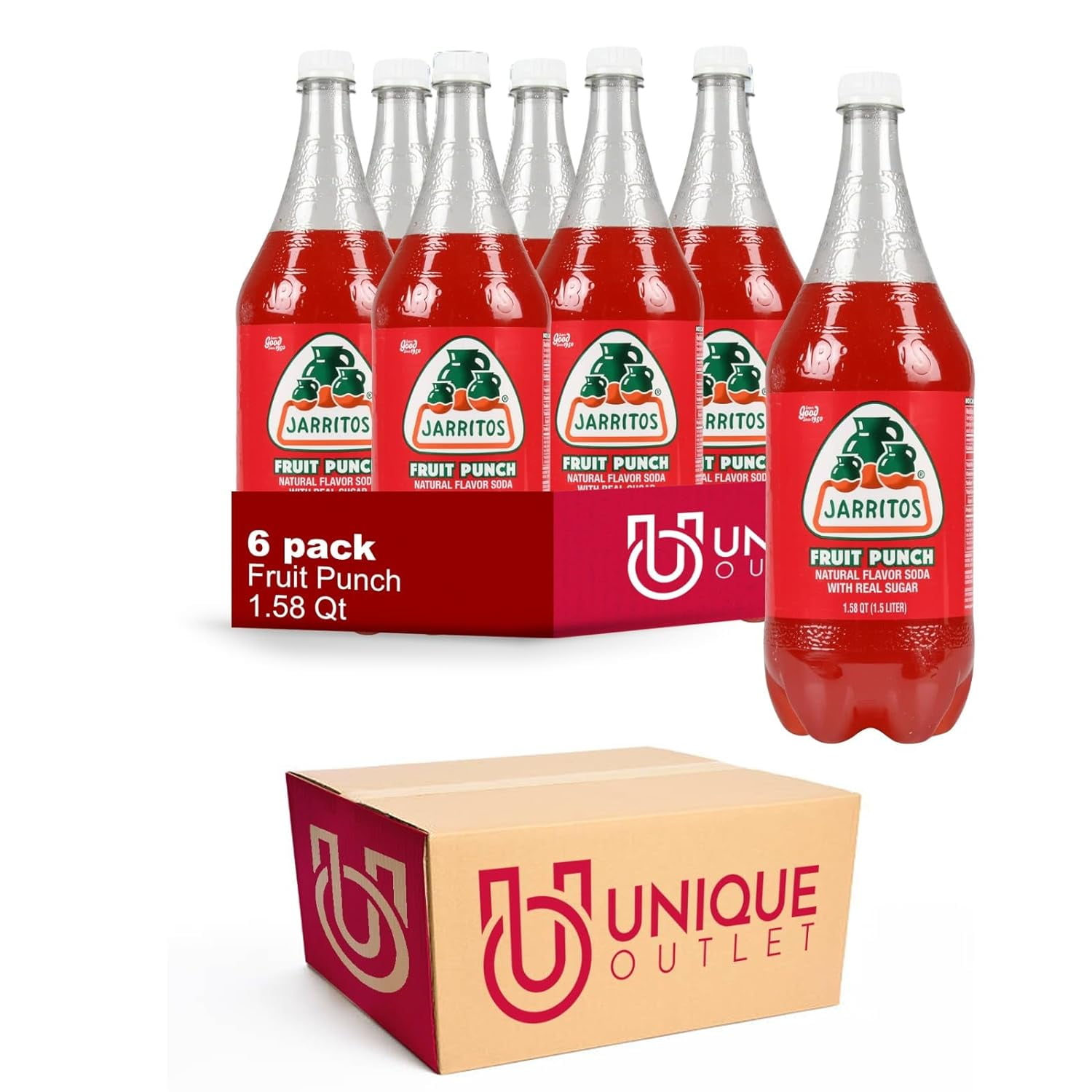 Jarritos 6Pack Of Fruit Punch Mexican Soft Drink Plastic Bottle 50 Fl Oz (1.5 Lt) 80 Disposable