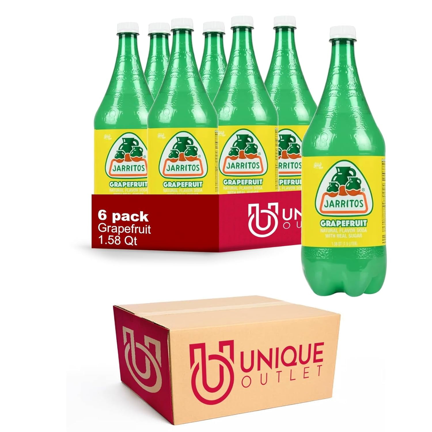 Jarritos 6Pack Of Grapefruit Mexican Soft Drink Plastic Bottle 50 Fl