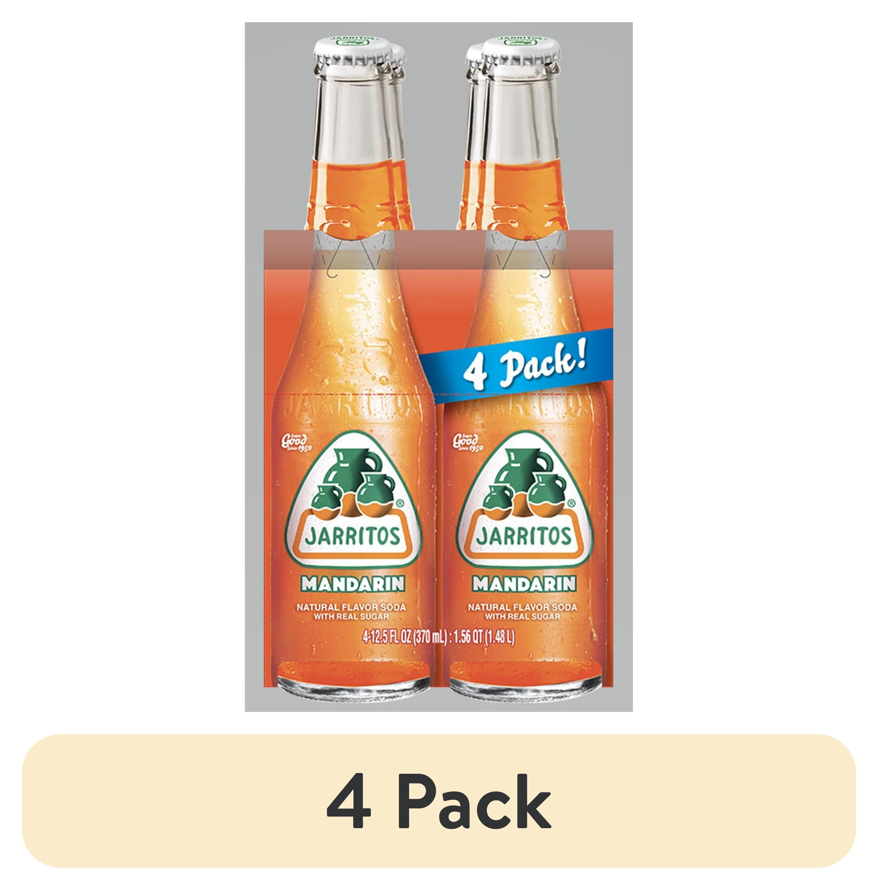 (4 pack) Jarritos Mandarin Soda, 12.5 fl oz (370ml) Glass Bottle, 4