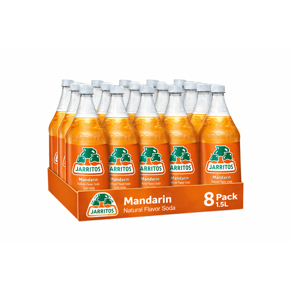 Jarritos Mandarin Soda Natural Flavor Soft Drink, 1.5 Liter Plastic Bottles, 8 Pack