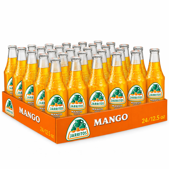Jarritos Mango Soda Mexican Soft Drink, 12.5 fl oz Glass Bottles, 24 Pack