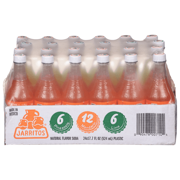 Jarritos Mexican Soda Variety Pack, 24 Pack, 17.7 fl oz Bottles, Pineapple, Mandarin, Lime