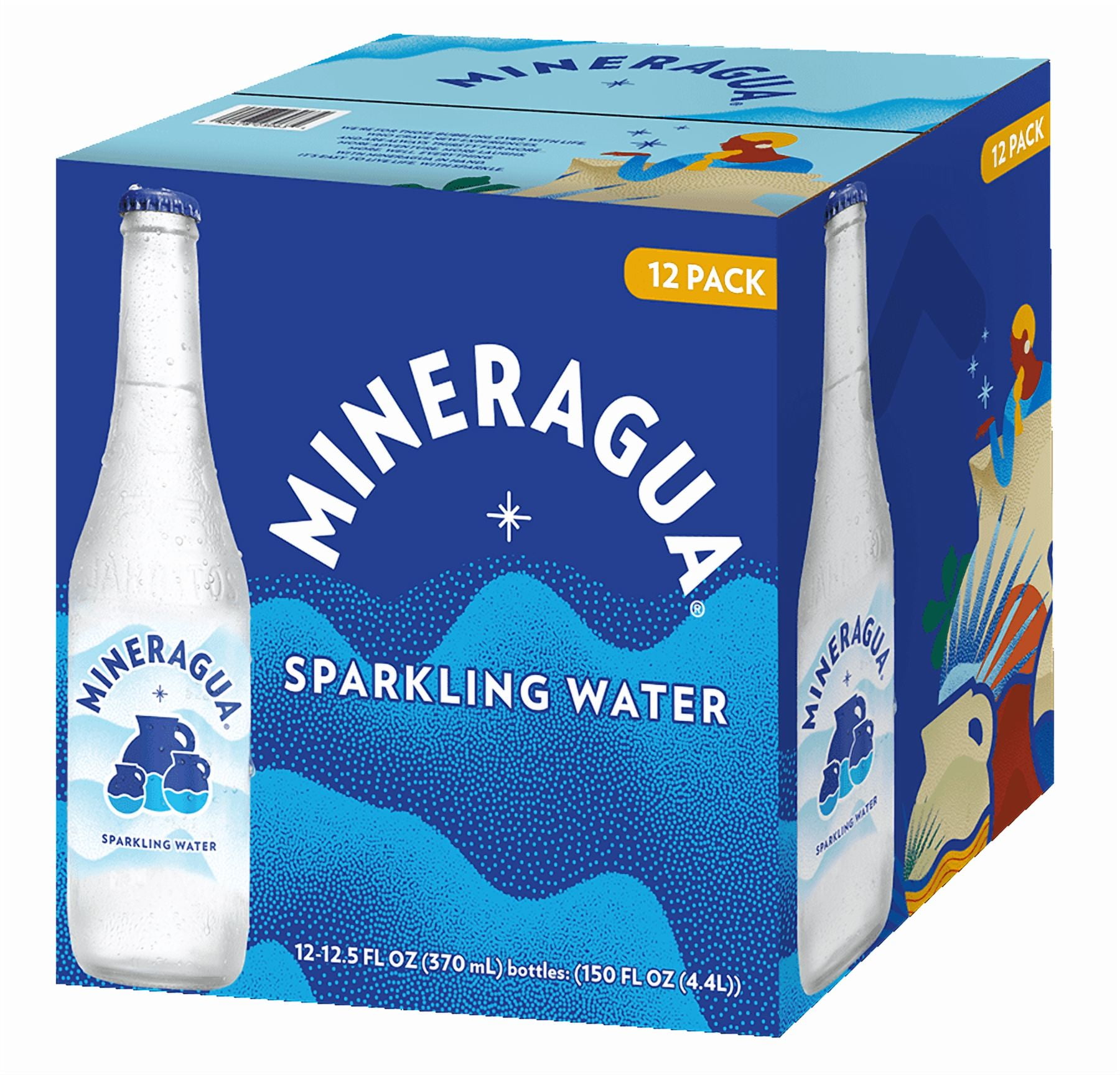 Jarritos Mineragua Sparkling Water, 12.5 fl oz Glass Bottle, 12 Pack