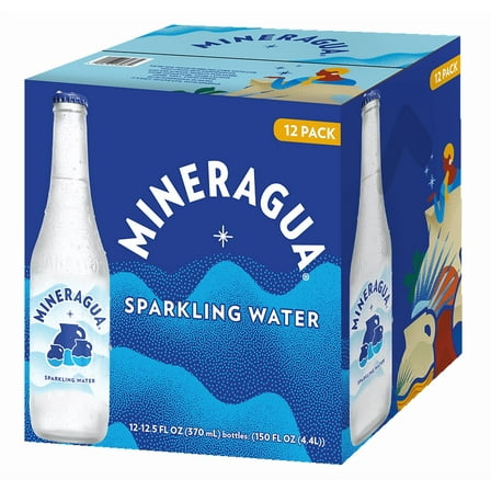 Jarritos Mineragua Sparkling Water, 12.5 fl oz Glass Bottle, 12 Pack