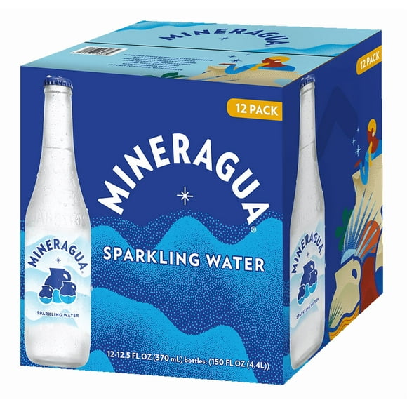 Jarritos Mineragua Sparkling Water, 12.5 fl oz Glass Bottle, 12 Pack