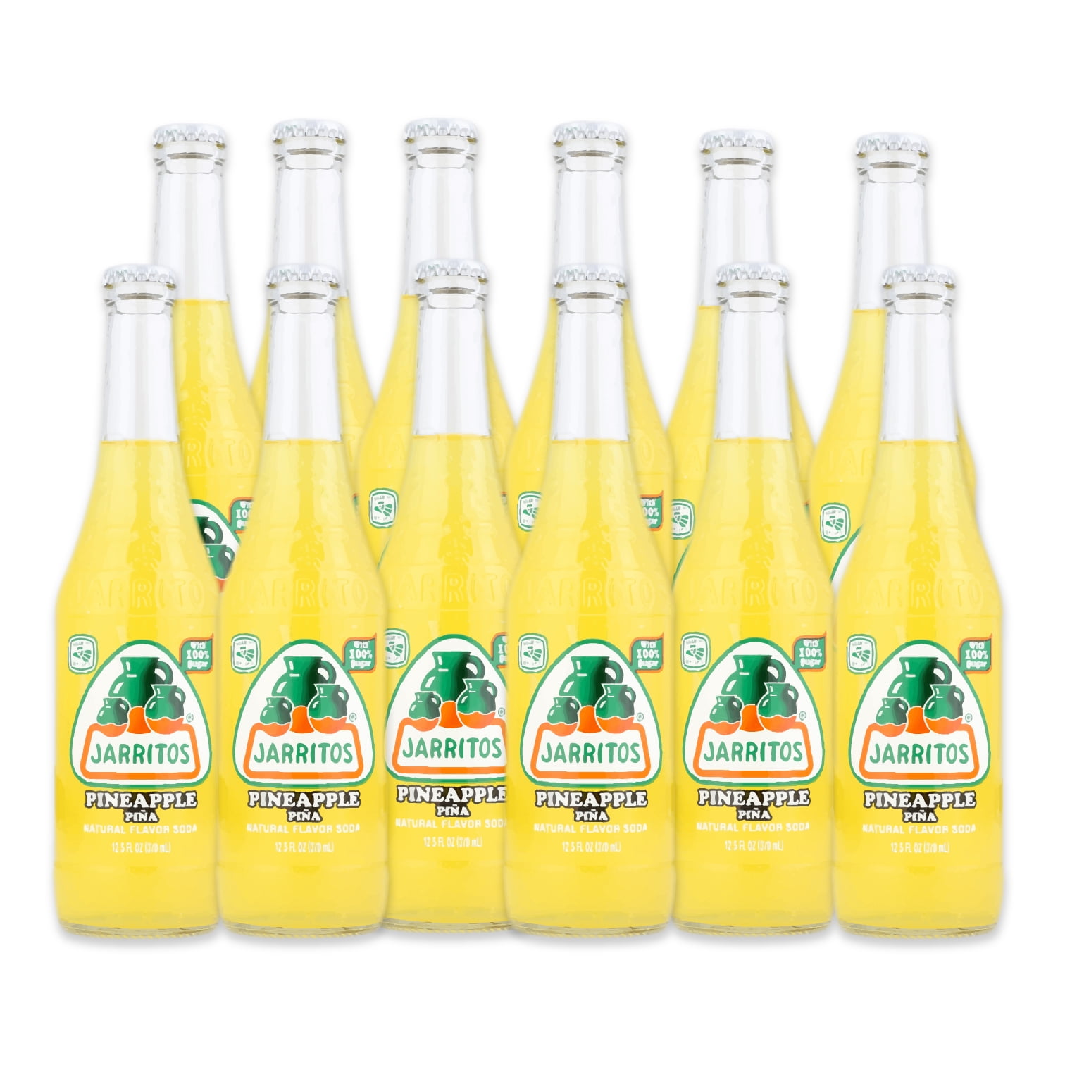 Jarritos Pineapple Natural Flavor Soda With Real Sugar 12/12.5 fl. oz. Glass Bottles (12-Pack)