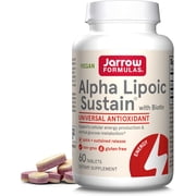 Jarrow Formulas Alpha Lipoic Sustain with Biotin, 300 mg Alpha Lipoic Acid, Universal Antioxidant, Quick & Sustained Release, Vegan Dietary Supplement, 60 Tablets, Up to 60-Day Supply