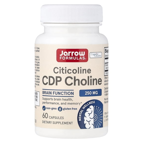 Jarrow Formulas CDP Choline , Supports Brain Function, 250 mg, 60 Caps