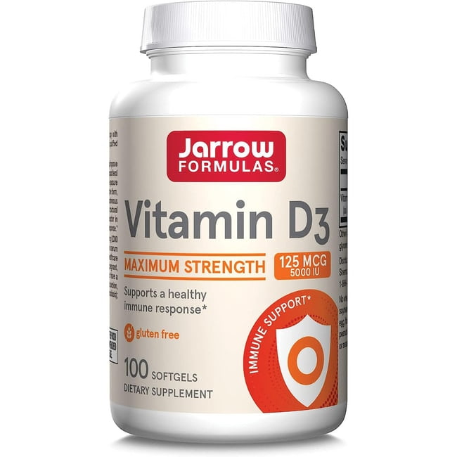Jarrow Formulas Cholecalciferol Vitamin D3 5000 IU 100 Softgels