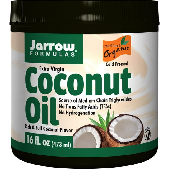 Jarrow Formulas Coconut Oil 100% Organic, Supports Cardiovascular Health, Extra Virgin, 16 Ounce