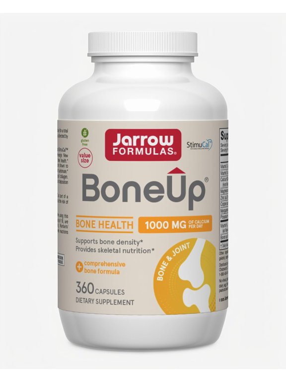 BoneUp Bone Health Supplement, Calcium with Vitamins D3 & K2, 1,000 mg Calcium, Vitamin C, Trace Minerals, Non-GMO, Gluten-Free, 360 Capsules, 60-Day Supply