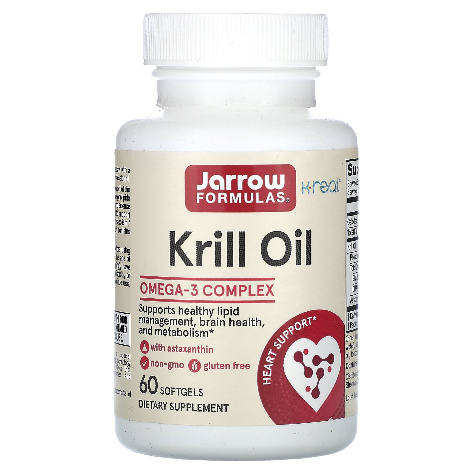 Jarrow Formulas Krill Oil, Support for Healthy Brain Function Metabolic Health*, 1,200mg, 60 Softgels