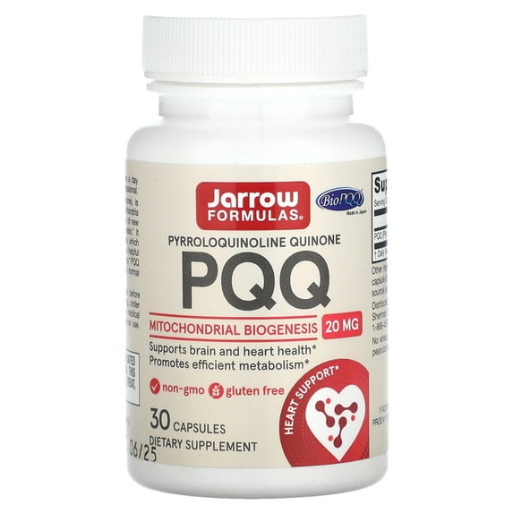 Jarrow Formulas PQQ 20 mg - 30 Capsules - Promotes Mitochondrial Biogenesis - Dietary Supplement Supports Heart & Brain Health - 30 Servings