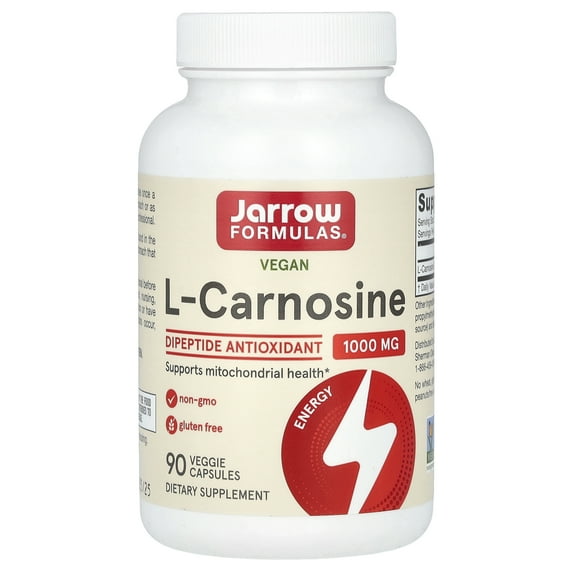 Jarrow Formulas Vegan L-Carnosine, 90 Veggie Capsules (500 mg per Capsule)