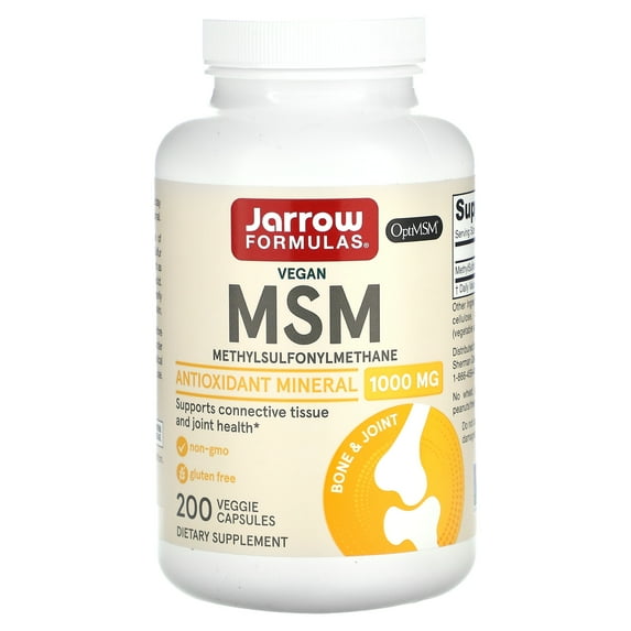 Jarrow Formulas Vegan MSM, 1,000 mg, 200 Veggie Capsules