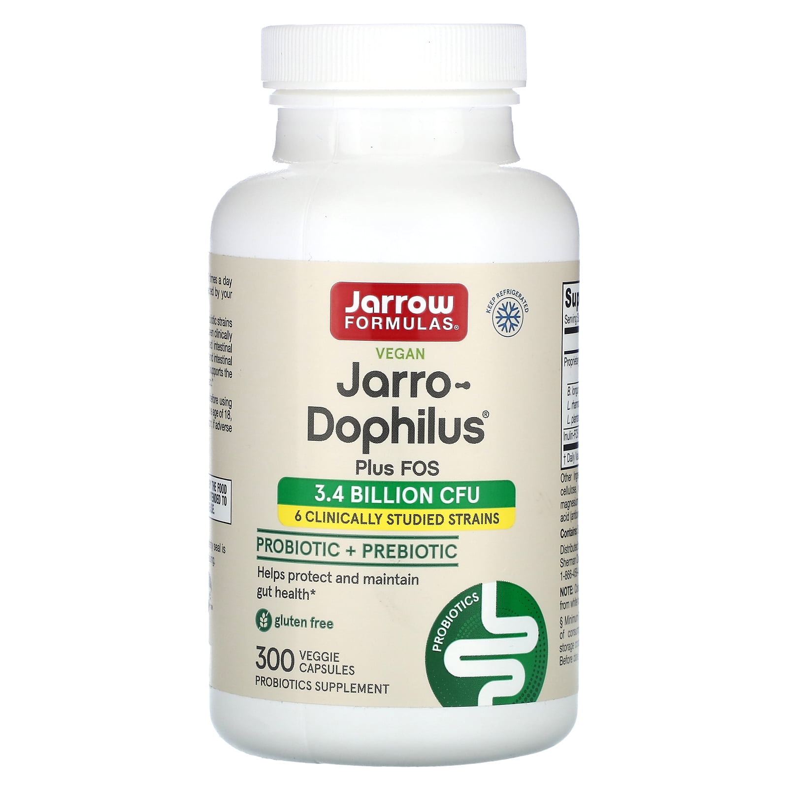 Jarrow Formulas - Jarro-Dophilus + FOS Probiotic, 300 Capsules, 3.4B ...
