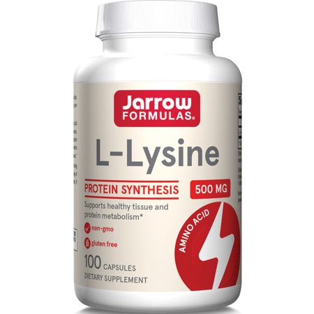 Jarrow Formulas L-Lysine, Essential Amino Acid for Protein Metabolism, 500 Mg, 100 Caps