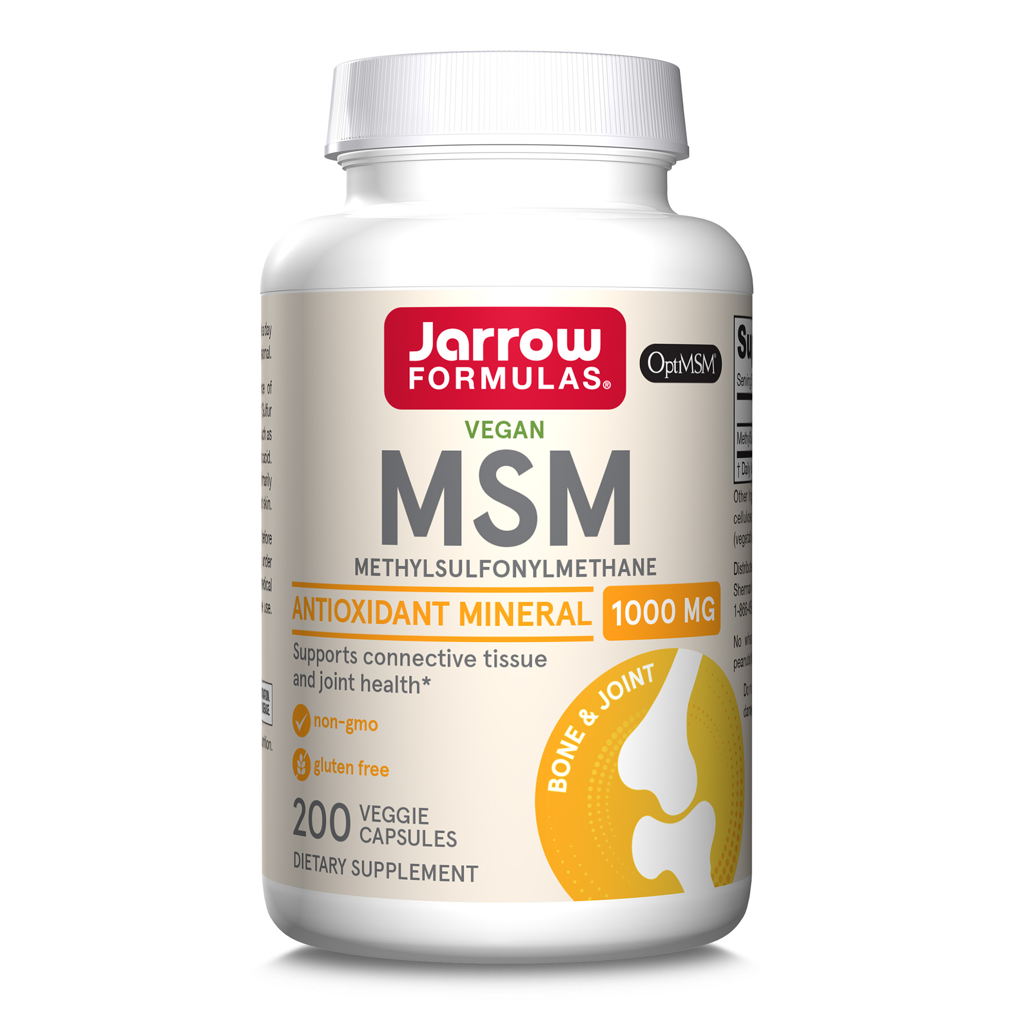 Jarrow Formulas MSM 1000 mg 200 Veggie Capsules Methylsulfonylmethane Source of Sulfur
