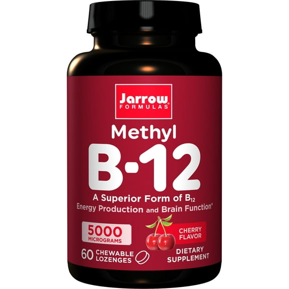 Jarrow Formulas Methyl B12 (Methylcobalamin) Cherry, Supports Brain Cells, 5000 mcg, 60 Lozenges