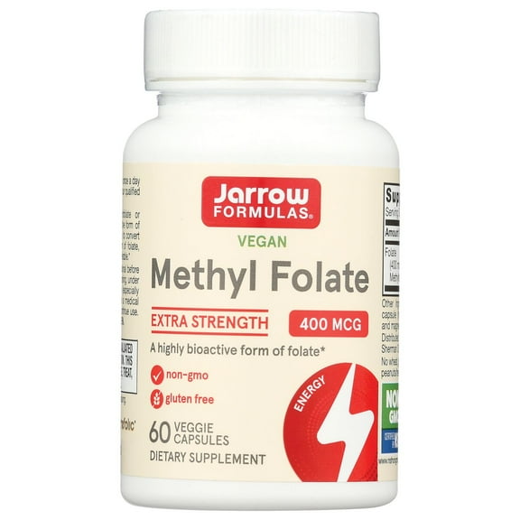 Jarrow Formulas Methyl Folate 5-MTHF, Supports Brain, Memory, Cardiovascular Health, 400 Mcg, 60 Caps