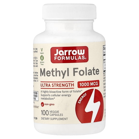 Jarrow Formulas Methyl Folate, Supports Brain, Memory, Cardiovascular Health, 1000 mcg, 100 Count