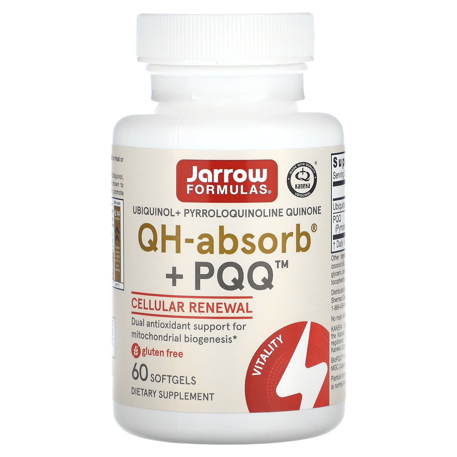 Jarrow Formulas QH-absorb  PQQ - 100 mg Ubiquinol - Up to 60 Servings Softgels - Cellular Renewal & Antioxidant Support for Mitochondrial Biogenesis - Dietary Supplement - Gluten Free
