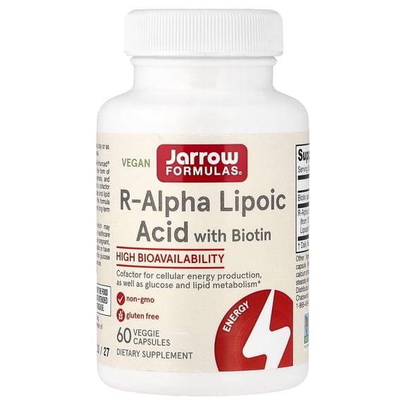 Jarrow Formulas R-Alpha Lipoic Acid, Supports Energy, Cardio Vascular Health, 100 mg, 60 Caps