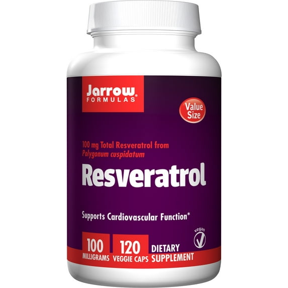 Jarrow Formulas Resveratrol, Supports Cardiovascular Function, 100 mg, 120 Veggie Caps
