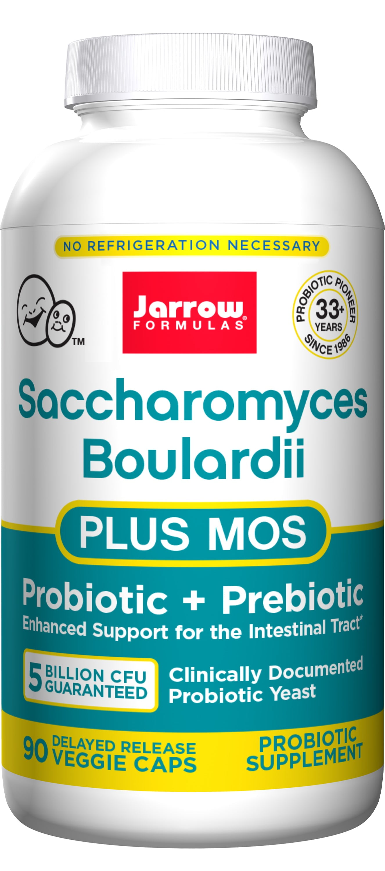Jarrow Formulas Saccharomyces Boulardii  MOS,Enhanced Support to the Intestinal Tract, 90 Veggie Caps