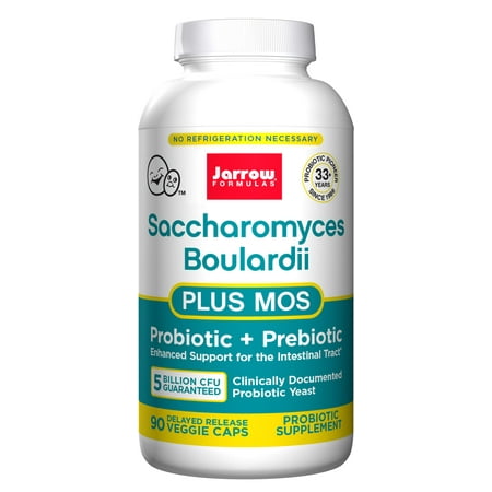 Jarrow Formulas Saccharomyces Boulardii + MOS,Enhanced Support to the Intestinal Tract*, 90 Veggie Caps