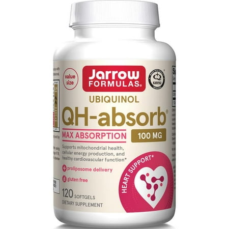 Jarrow Formulas QH-Absorb 100 mg Max Absorption - CoQ10 Ubiquinol - Up to 120 Servings (Softgels) - Supports Mitochondrial Health, Cellular Energy Production & Healthy Cardiovascular Function
