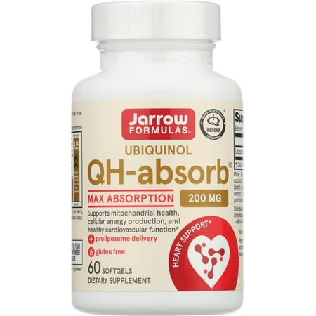 Jarrow Formulas QH-absorb 200 mg - High Absorption Co-Q10 - Active Antioxidant Form of Co-Q10 - Supports Mitochondrial Energy Production &Cardiovascular Health - Up to 60 Servings (Packaging May Vary)