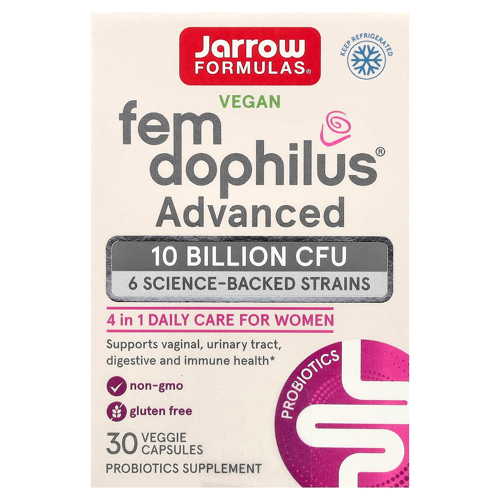 Jarrow Formulas Vegan Fem Dophilus  Advanced, 30 Veggie Capsules