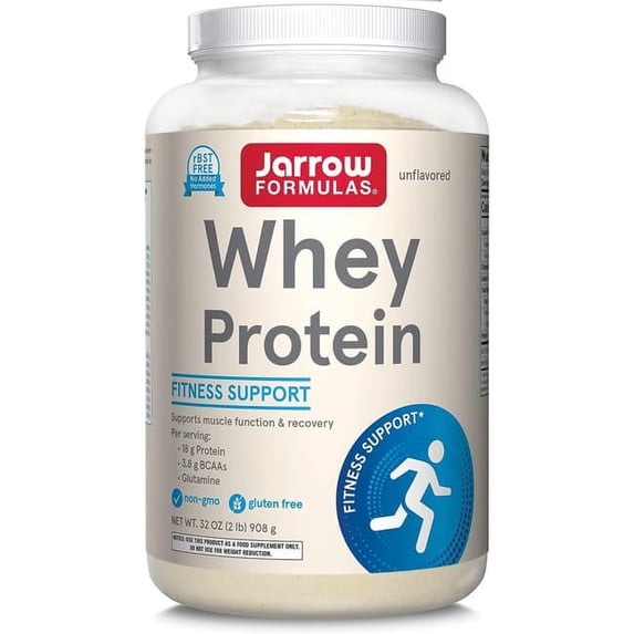 Jarrow Formulas Whey Protein Powder, Unflavored, 18g Protein, 2lb, 32oz
