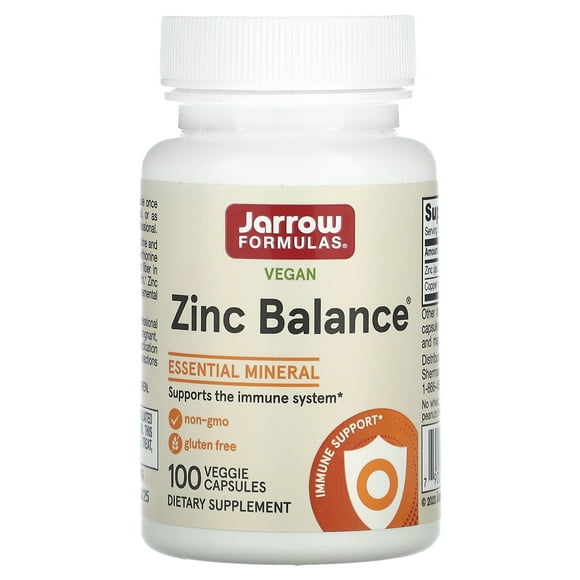 Jarrow Formulas Zinc Balance 15 mg - 100 Servings (Veggie Caps) - Includes Copper - Essential Mineral for Immune System Support - Immune Support Supplement - Gluten Free Zinc Copper Supplement - Vegan