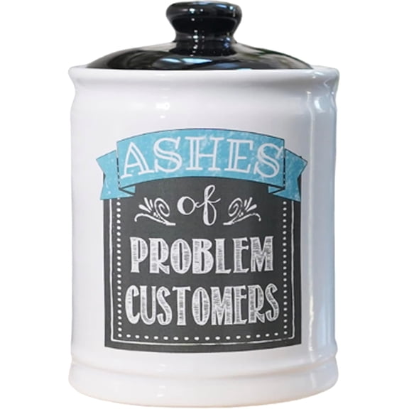 Jars - Ashes of Problem Customers Ceramic Jar with Lid - Home Decor & Coin Bank, for Women & Men, Storage Container for Kitchen, Bedroom, Office, Piggy Bank for Adults