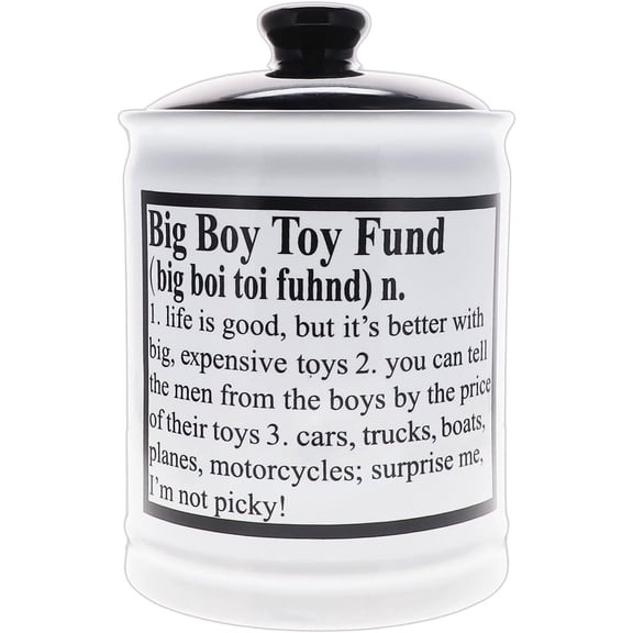Jars - Big Boy Toy Fund Piggy Bank, Money Bank, Gifts for Men, Boys, Guys, Boyfriend, Home & Office Decor