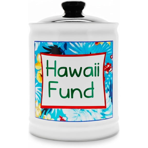 Jars | Hawaii Fund Travel Bank - Ceramic Piggy Bank for Vacation & Travel Essentials Money Jar for Women, Men, Couples | Engagement Gift & Vacation Accessories Storage Container